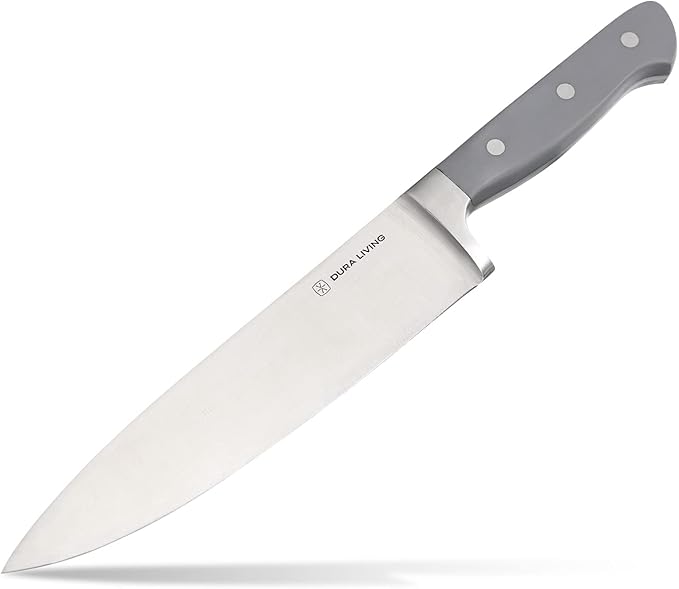 DURA LIVING 7-Inch Santoku Knife - Razor-Sharp High-Carbon Stainless Steel Blade, Forged Ergonomic Riveted Handle, Chef Knife for Chopping, Slicing & Dicing, Multipurpose Kitchen Knife, Home Chef