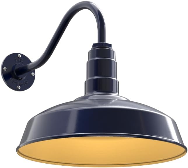 11" Straight Arm Barn Light Outdoor | Farmhouse | Modern Gray/Brass