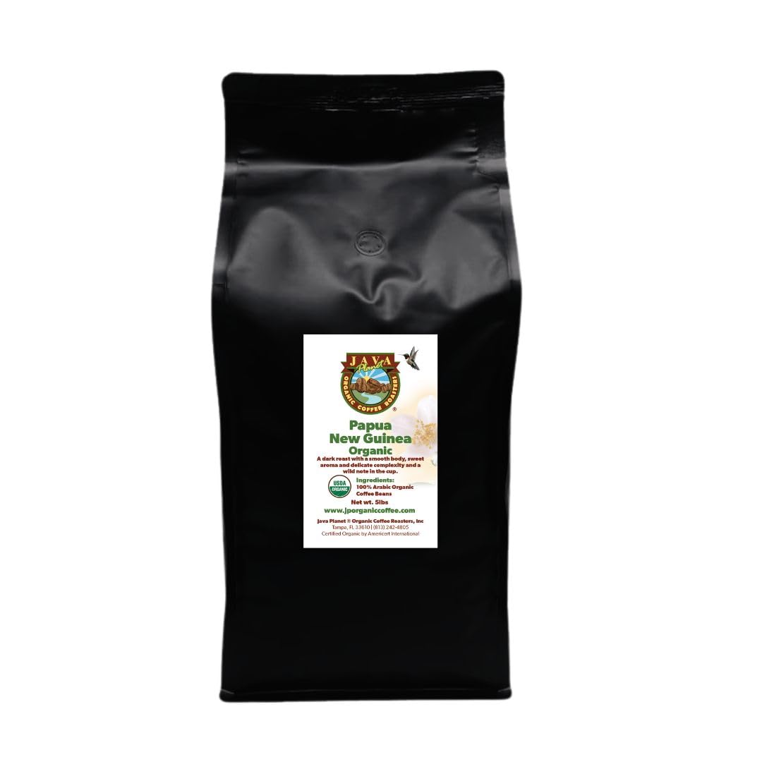Java Planet Low Acid Organic Whole Bean Coffee, Papua New Guinea, 16 oz