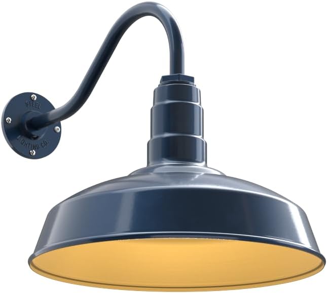 11" Straight Arm Barn Light Outdoor | Farmhouse | Modern Gray/Brass