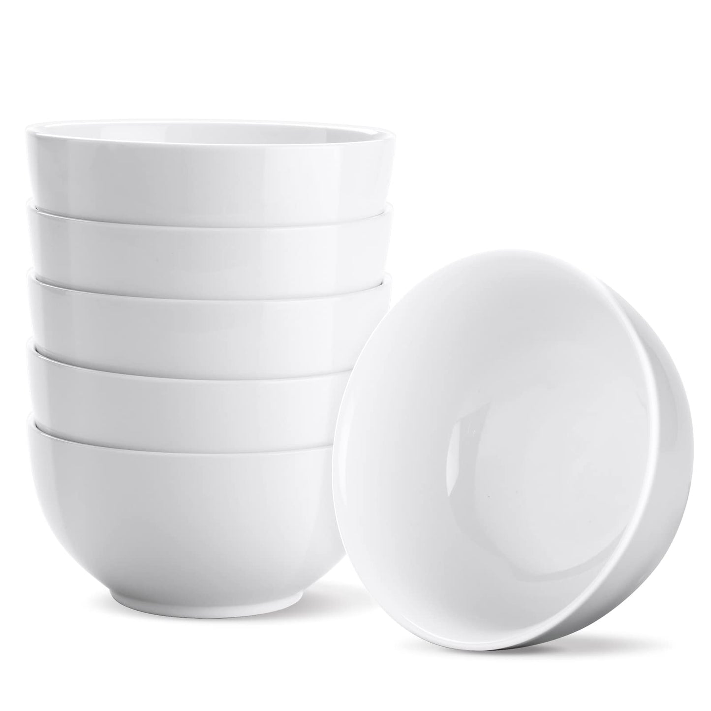 Yedio 10 OZ White Ceramic Soup Bowls of 6, Small Cereal Bowls for Kitchen