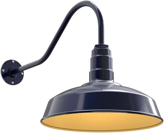 11" Straight Arm Barn Light Outdoor | Farmhouse | Modern Gray/Brass