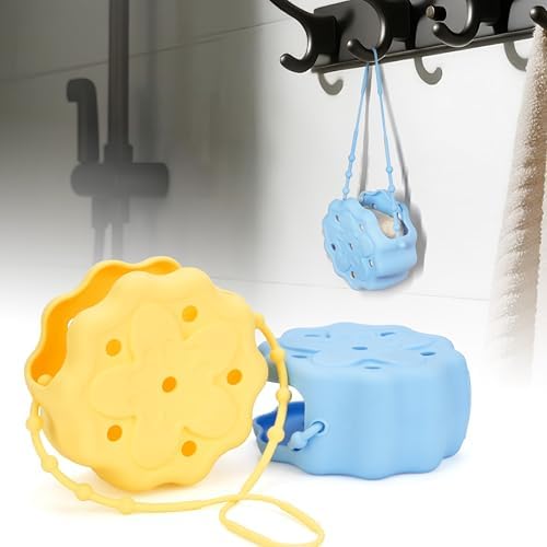 2 Packs Yellow&Blue Silicone Shower Steamer Tray/Holder, Durable Steamer Hanger, Long Lasting Shower Accessories, Aromatherapy Diffuser Containers, Bathroom Accessories for Bathroom Yoga Decor