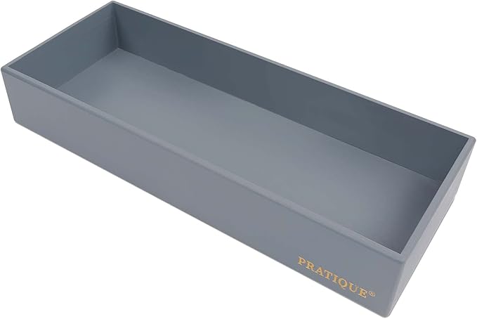 PRATIQUE Bamboo Drawer Organizer - Kitchen Utensil Organizer Silverware Tray Cutlery Holder，Office Desk Supplies and Accessories (12x3x2.6 inch)