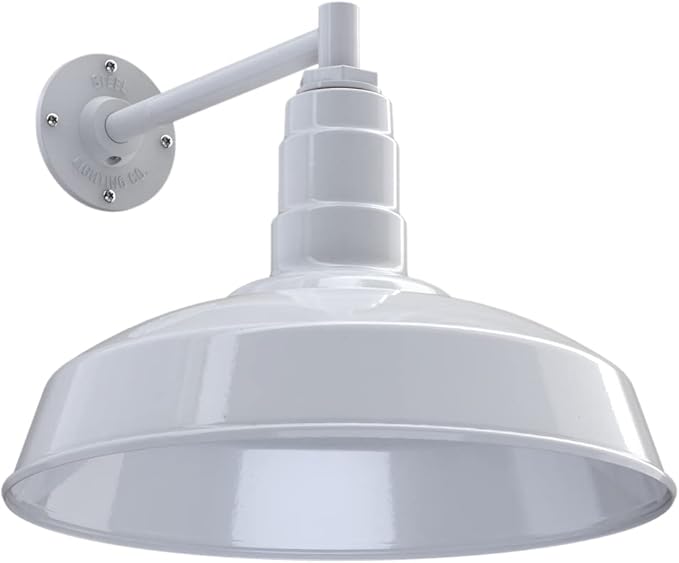 11" Straight Arm Barn Light Outdoor | Farmhouse | Modern Gray/Brass