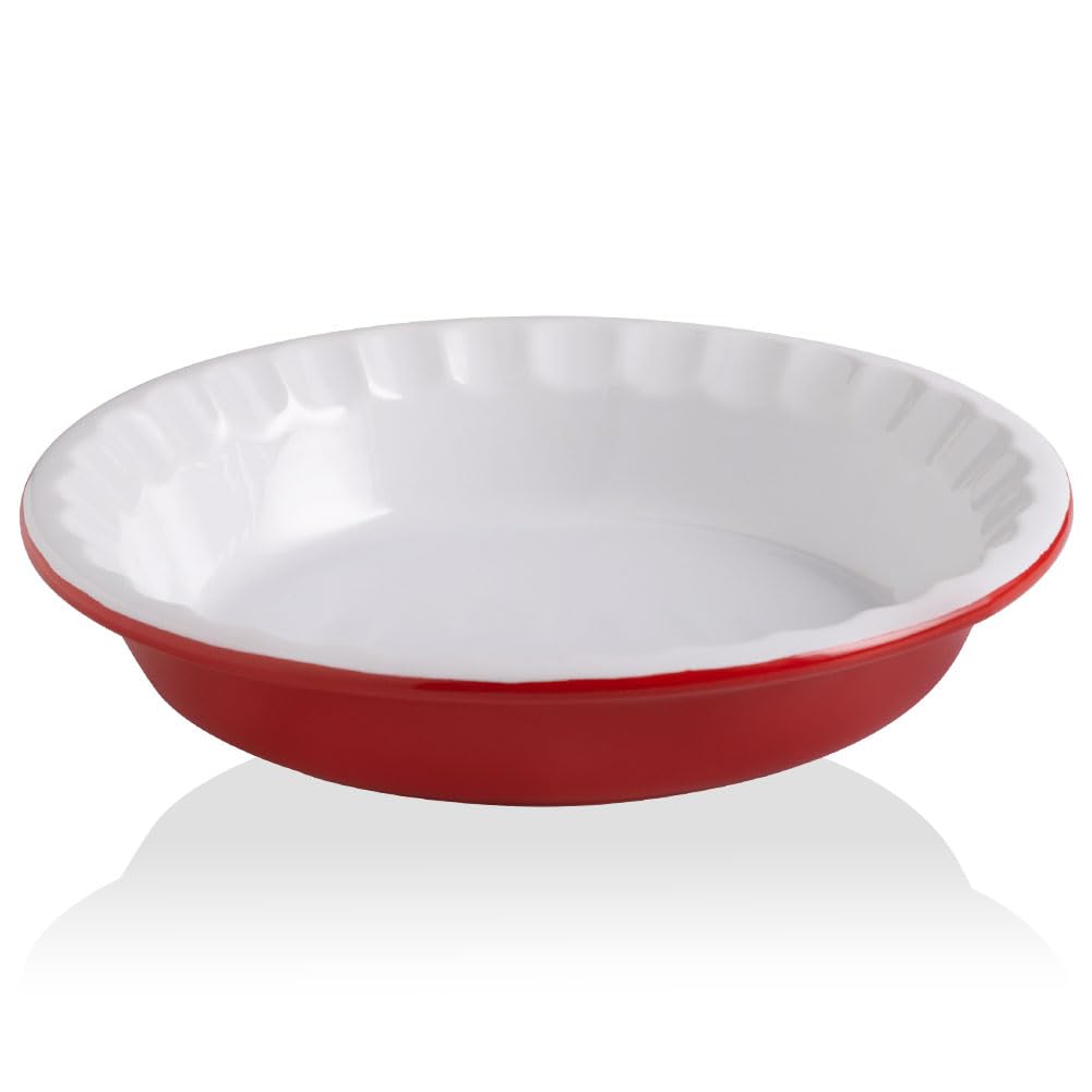 Sweejar Ceramic 11.5 Inches Pie Pan for Baking, Deep and Fluted Porcelain Round Pie Dish, Non-Stick Pie Plate for Pumpkin Pie, Apple Pie, Pie Pots with Morden Farmhouse Design(Beige)