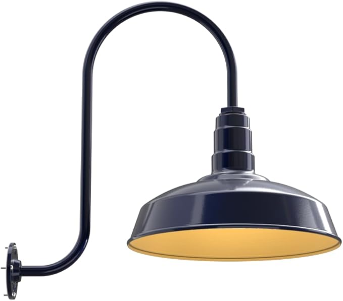 11" Straight Arm Barn Light Outdoor | Farmhouse | Modern Gray/Brass
