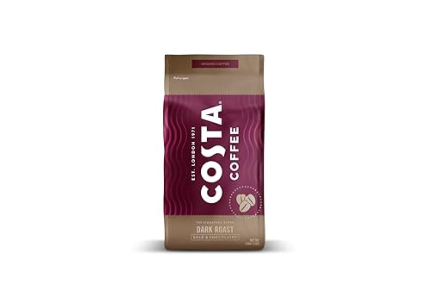 Costa Coffee Ground Medium Roast Coffee, 12 Oz Bag, Caramel & Nutty