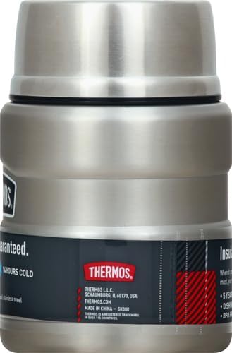 THERMOS Stainless King Vacuum-Insulated Food Jar with Spoon,16 Ounce,Matte Stainless Steel,(Pack of 4)