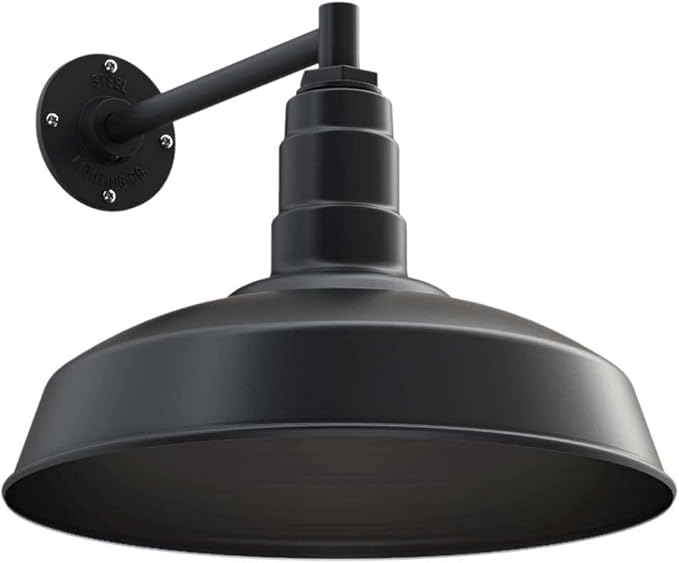 11" Straight Arm Barn Light Outdoor | Farmhouse | Modern Gray/Brass