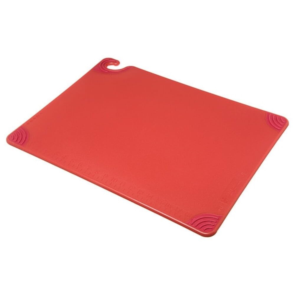 San Jamar Saf-T-Grip Cutting Board with Food Safety Hook for Kitchen, Restaurants, and Fast Food, Plastic, 18 x 24 x 0.5 Inches, Green, (Pack of 6)