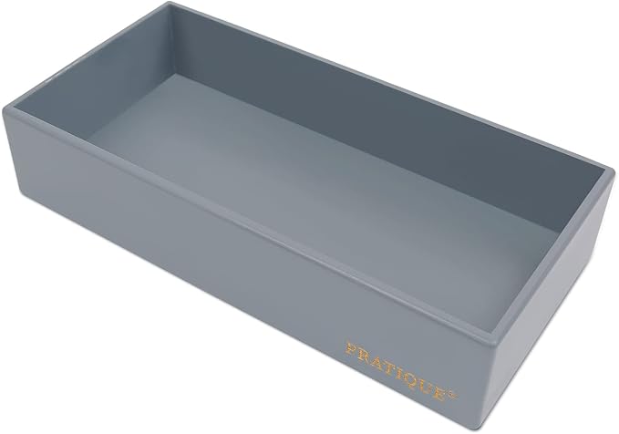 PRATIQUE Bamboo Drawer Organizer - Kitchen Utensil Organizer Silverware Tray Cutlery Holder，Office Desk Supplies and Accessories (12x3x2.6 inch)