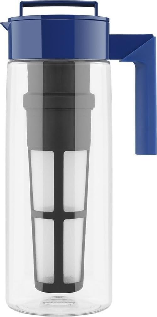 Takeya Flash Chill Iced Tea Maker - Versatile Tea Brewer for Loose/Bagged Tea - Patented Flash Chill Tech Hot/Cold Use BPA-Free Tritan Dishwasher Safe - Airtight Lid Made in USA - 1 Quart/Avocado