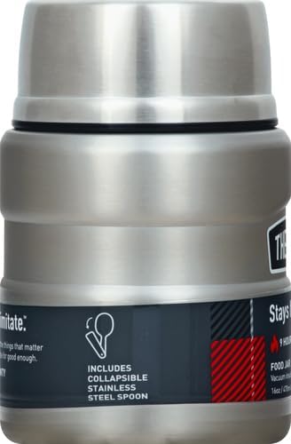 THERMOS Stainless King Vacuum-Insulated Food Jar with Spoon,16 Ounce,Matte Stainless Steel,(Pack of 4)