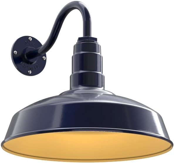 11" Straight Arm Barn Light Outdoor | Farmhouse | Modern Gray/Brass