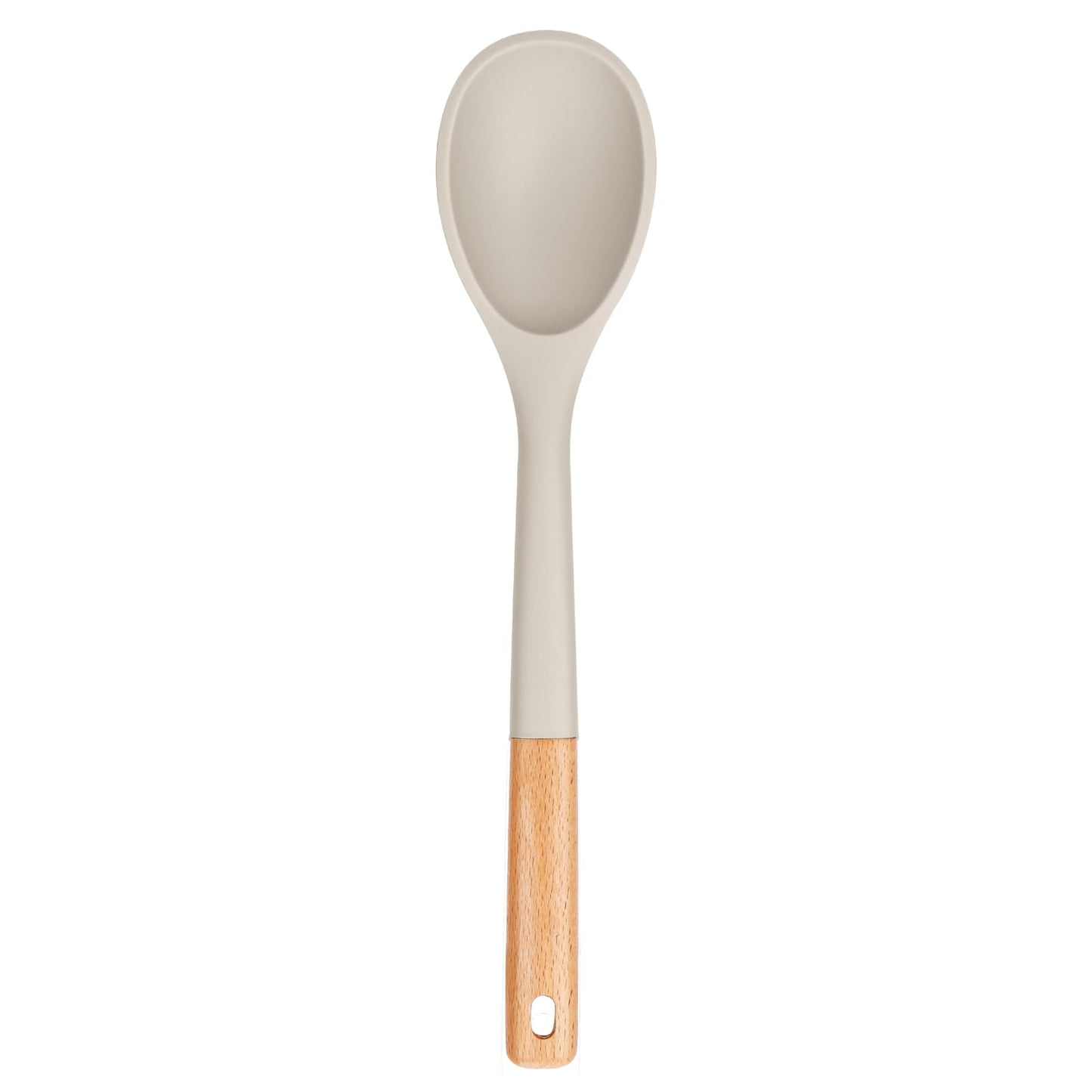Badiano Large Silicone Cooking Spoons, Nonstick Solid Wooden Handle,13.2in