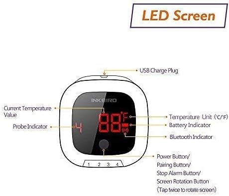 INKBIRD Bluetooth Digital Wireless Food Meat Thermometer IBT-4XS, 4 Probes