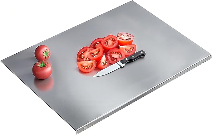 304 Stainless Steel Cutting Board – Stainless Steel Kitchen Chopping Boards Non-Slip, Dishwasher Safe – Ideal for Meat, Vegetables, Fruits, Bread & Baking – Commercial & Home Use (19.6 * 19.6in)