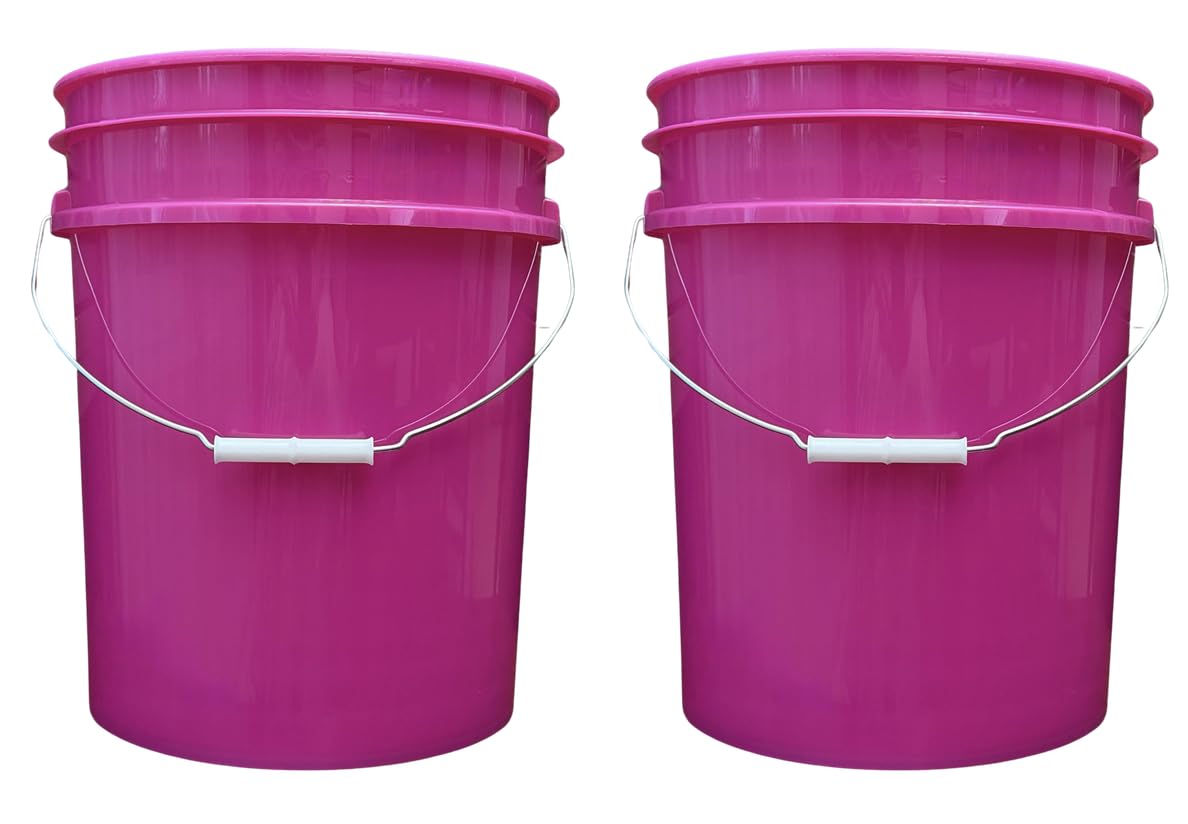 House Naturals 5 Gallon Premium HPDE Plastic Bucket - Made in USA Food Grade Container, BPA Free All Purpose Pail (5, Red)