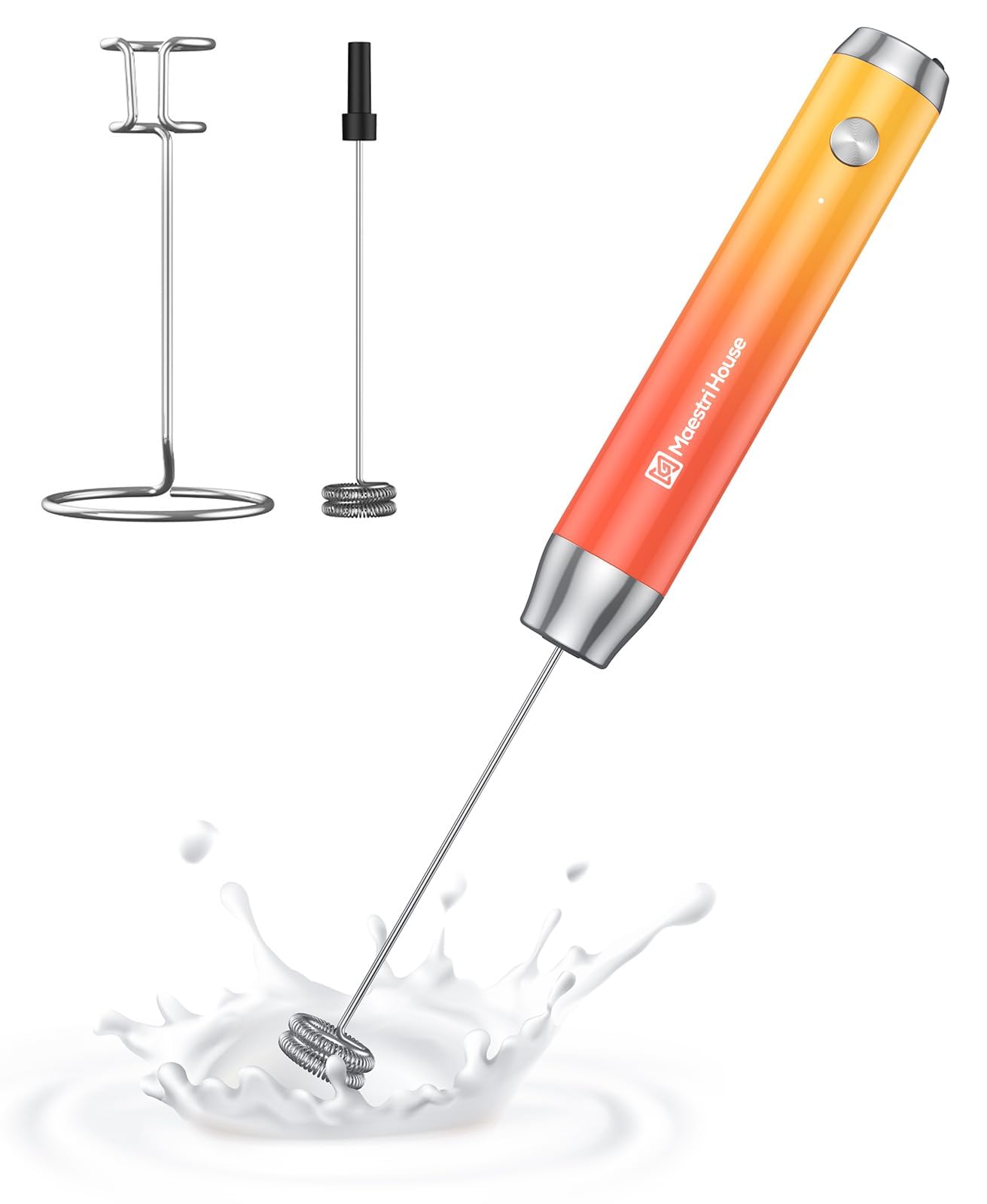 Maestri House LunaFro Rechargeable Milk Frother,Stand & 2 Detachable Whisks