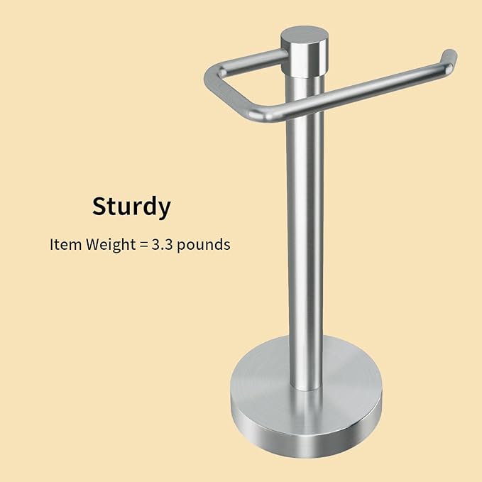 YUMORE Hand Towel Holder Stand Countertop Towel Rack Free Standing Towel Bar Hanger for Bathroom Kitchen (Brushed Nickel)