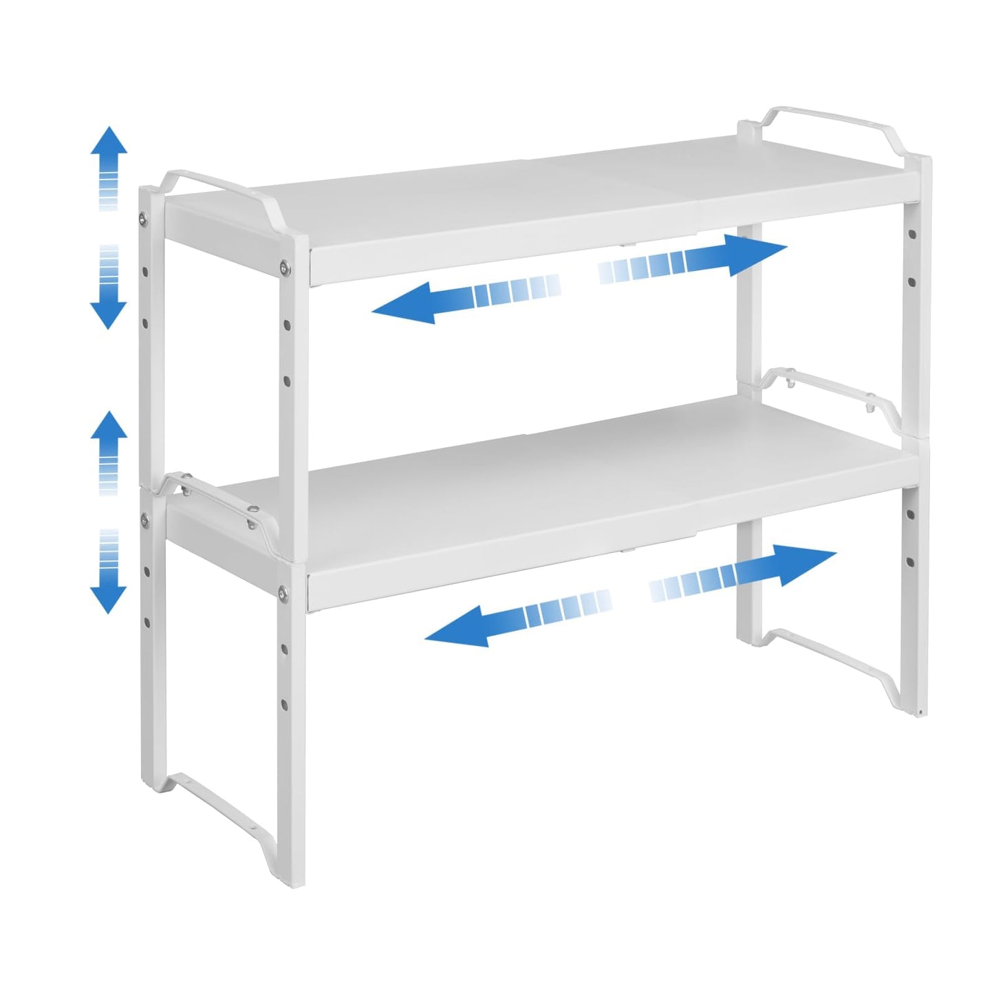 4 Pack Kitchen Cabinet Shelves Organizers, Kitchen Counter Storage Shelf Spice Rack, Expandable Length, Adjustable Height, Stackable, Sturdy 30LBS Bearing, Small Cupboard Tabletop Organizer Shelf Rack