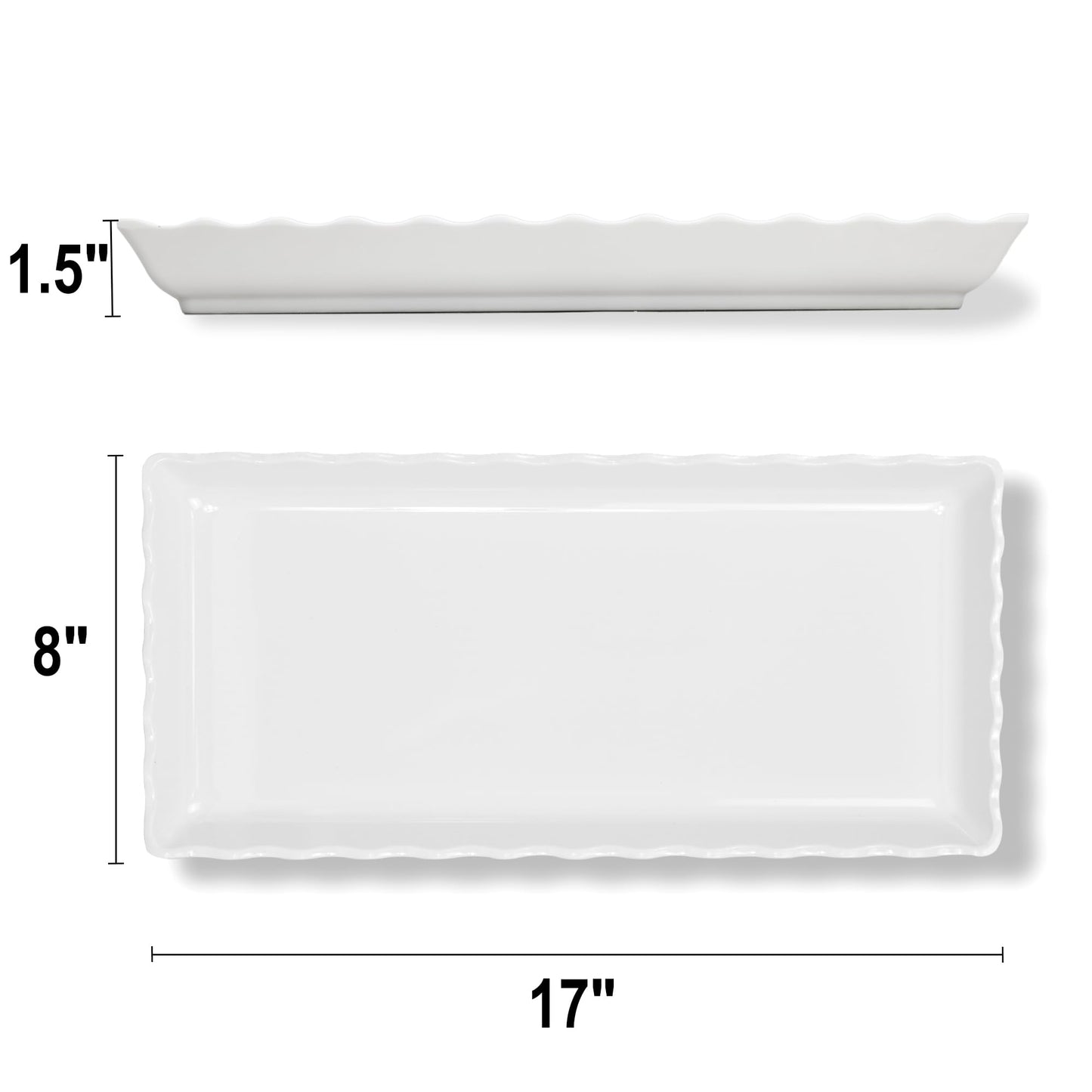 KAQAHIDO 17" x 8" x 1.5" White Serving Tray Set