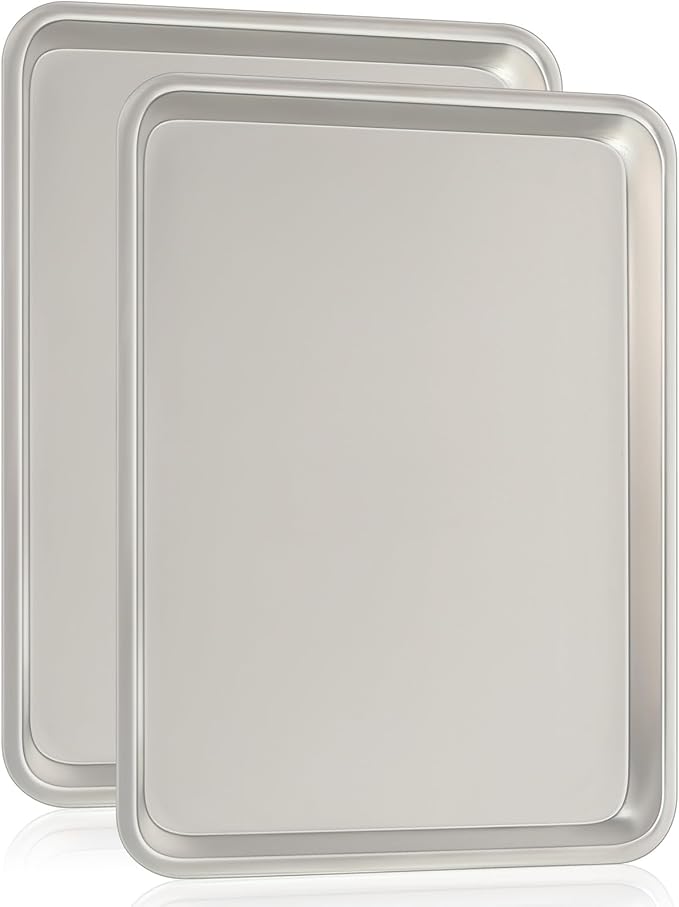 Baking Sheet Pan Set of 3, Commercial Quality Aluminum Cookie Sheets for Oven, Umite Chef Warp Resistant Baker's Half/Quarter/Jelly Roll Pans, Thick Cookie Tray Pans for Baking, Roasting