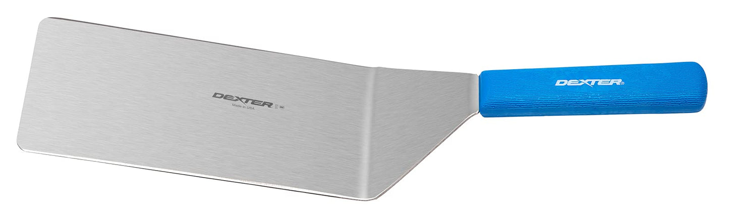 Dexter-Russell S286-8H-PCP Sani Safe Cake Turner | 8" x 3" Stainless Steel Blade | High Heat Resistant Blue Polypropylene Handle | NSF Certified | Made in USA