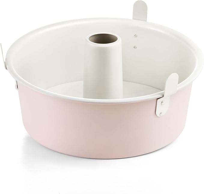 HONGBAKE Angel Food Cake Pan with Removable Bottom, 10 Inch Tube Pan, Nonstick Pound Cake Pans for Baking, Chiffon Cake Mold, 16-Cup, Heavy Duty - Dark Grey