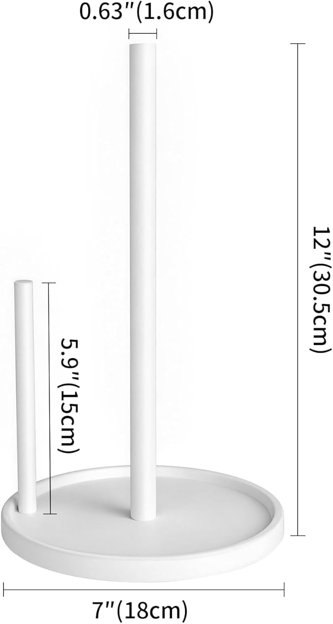 Paper Towel Holder Countertop, White Kitchen Paper Towels Holder, Paper Roll Holder with Weighted Base