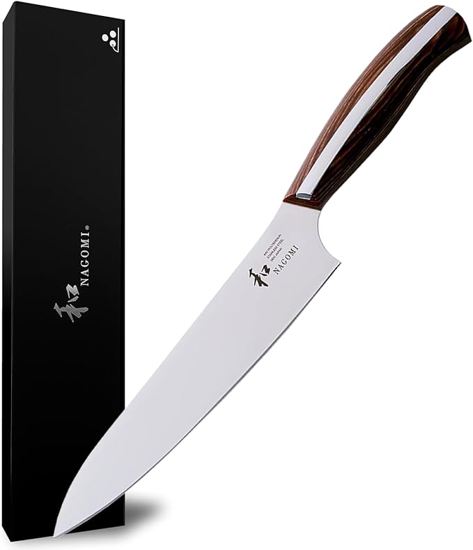 [NAGOMI] 8 inch Serrated Bread Knife, Stainless Steel HRC58 Ultra-sharp Serrated Blade Bread Knife For Homemade Bread | Black Stylish Gift Box