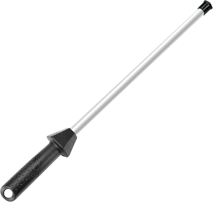 Sharpeak Total L.17.5-Inch/Rod L.12-Inch 3000-Grit Ceramic Sharpening Steel with Built-In Angle Guides and Anti-Breaking Cap, Sharpening Rod, Knife Steel, Ceramic Honing rod, Chaira Afilador Cuchillos