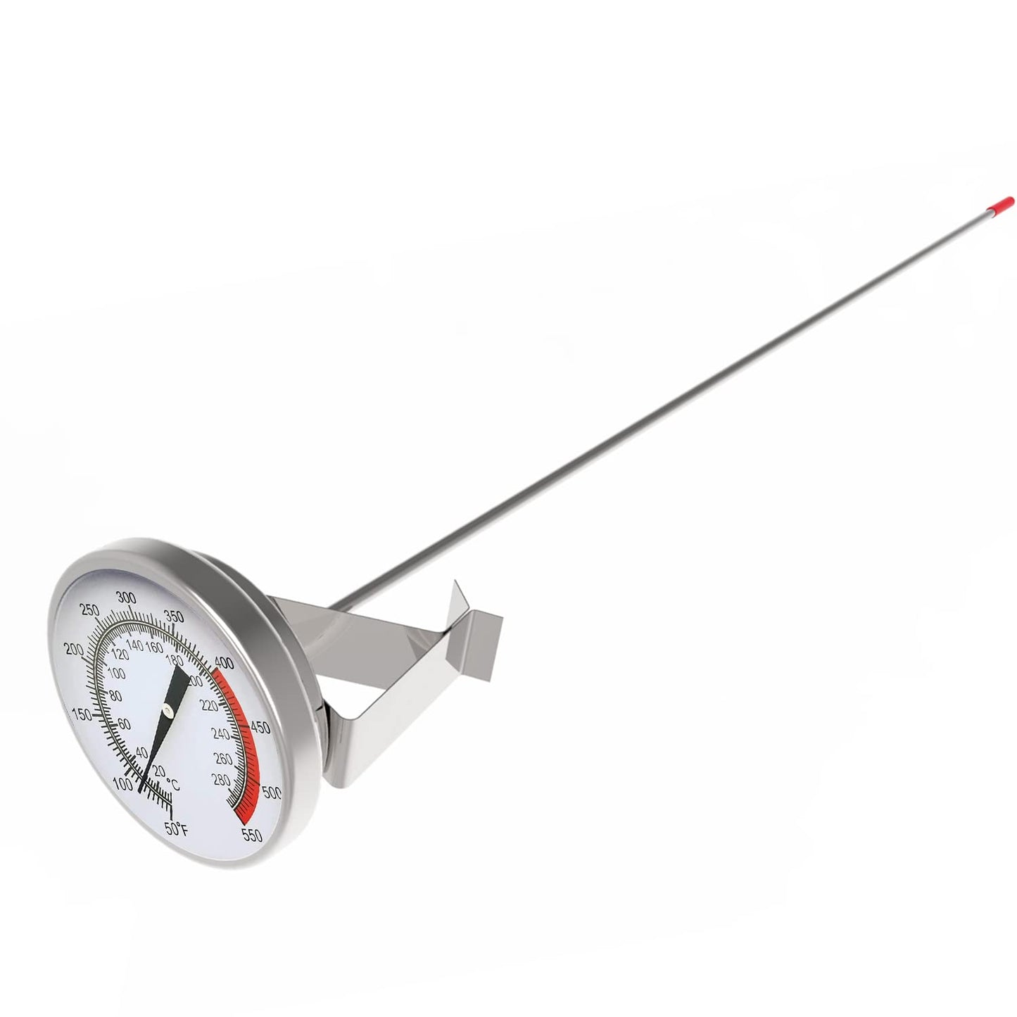 Lightbeam 16" Long Stem Deep Fry Thermometer with Pot Clip, Instant Read 2" Dial Meat BBQ Turkey Thermometer Candy Thermometer for Deep Fry, Turkey, Grill, Candy & Coffee etc