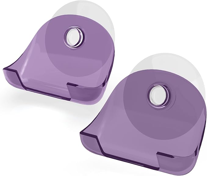 kwmobile 2x Razor Holder with Suction Cup - Self-Adhesive Shaver Wall Mount - Bathroom Organizer for Glass and Tiles - Lavender/Transparent