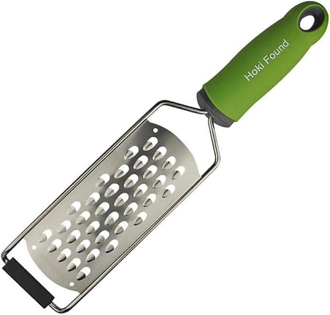 Hoki Found Stainless Steel Coarse Cheese Shredder - Zester, Vegetable & Fruit Grater - Black