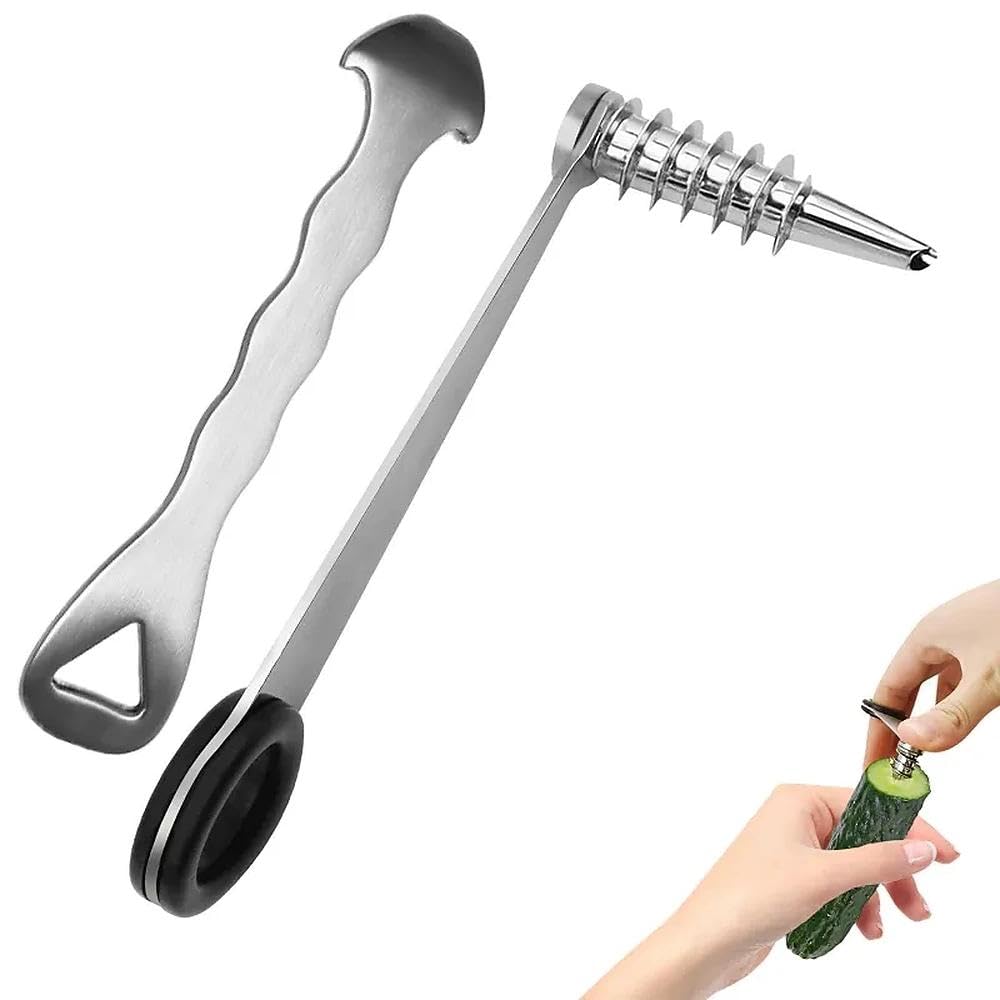 GYHZ Piranha Spiral Cutter, Stainless Steel Spiral Cutter for Veggies, Kitchen Spiralizer Tool for Cucumber, Potato, Carrot and More