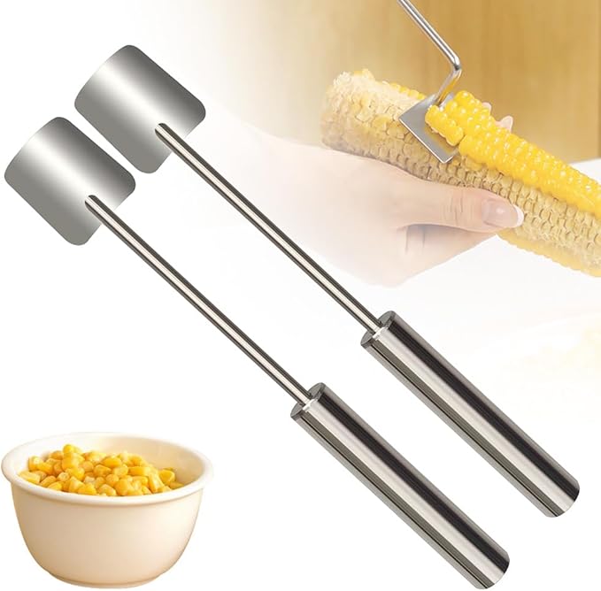 2025 New Long Handle Stainless Steel Corn Stripping Tool, Easy Clean Corn Cob Peeler Corn Peeler Tool, Corn Peeler Stainless Steel Splitter Tool Suitable for Home Kitchen (A-1Pcs)