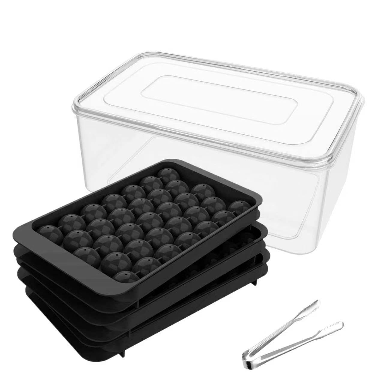 WIBIMEN Ice Cube Tray with Lid and Bin, 0.8" Round Ice Trays for Freezer