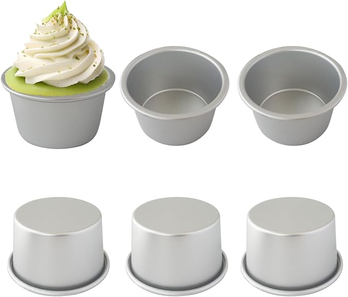 Heluok Aluminum Pudding Cups Individual Popover Pan Tart Mold 6 Pack