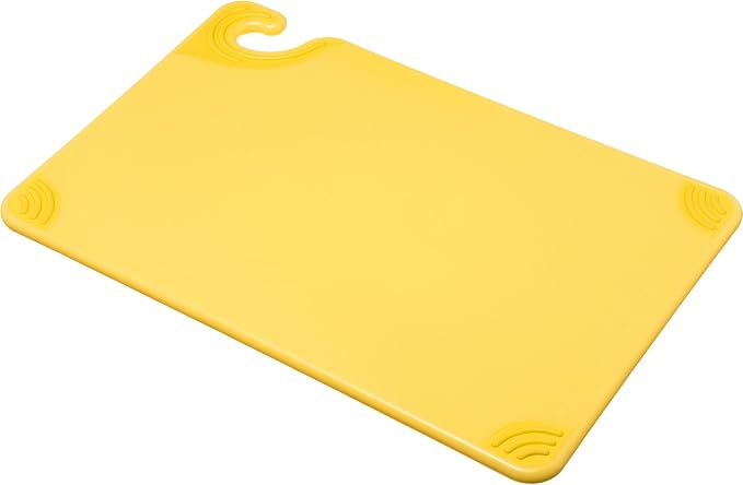 San Jamar Saf-T-Grip Plastic Cutting Board with Safety Hook, 12" x 18" x 0.5", Green
