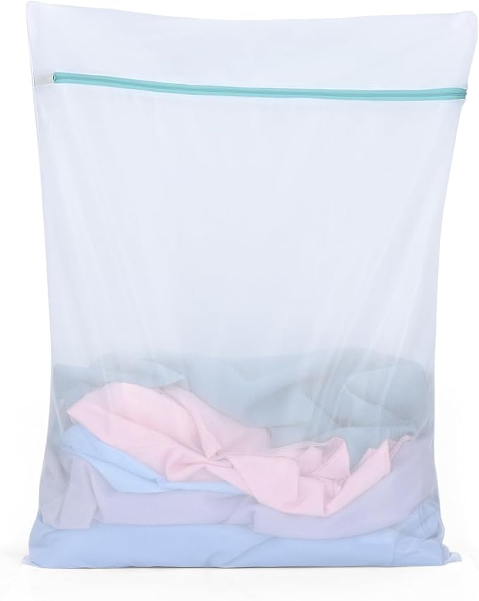 OTraki Mesh Laundry Bag for Delicates, 24 x 32 inch Large Mesh Delicates Bag for Washing Machine, Zippered Net Laundry Bag for Sweater Bed Sheet Blanket Toy College Dorm Don't Drying, Melting 140-176℉