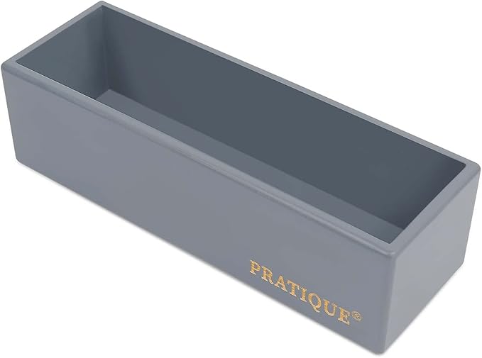 PRATIQUE Bamboo Drawer Organizer - Kitchen Utensil Organizer Silverware Tray Cutlery Holder，Office Desk Supplies and Accessories (12x3x2.6 inch)