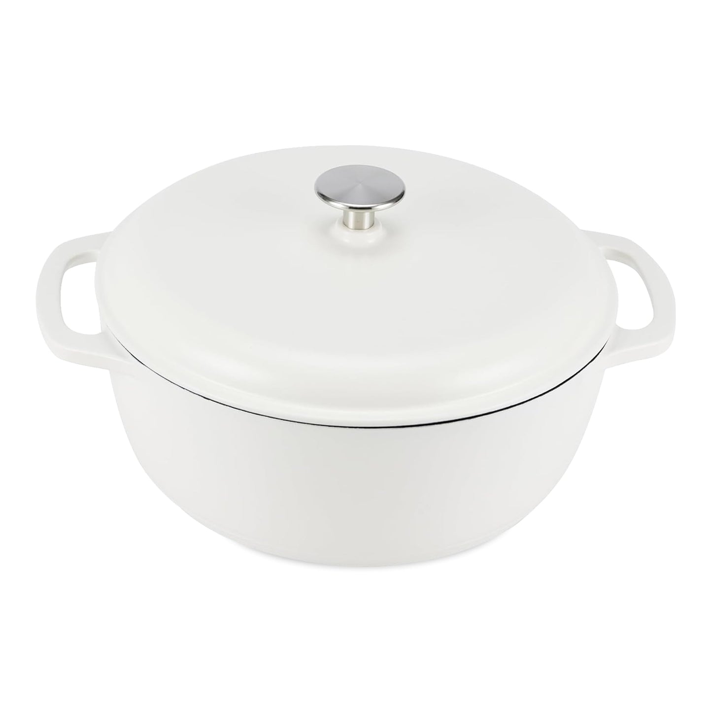 Enameled Cast Iron Dutch Oven Pot with Lid, Round, Dual Handles, Heavy-Duty, Oven Safe for Stews, Roasting, Baking, 6-Quart, Red