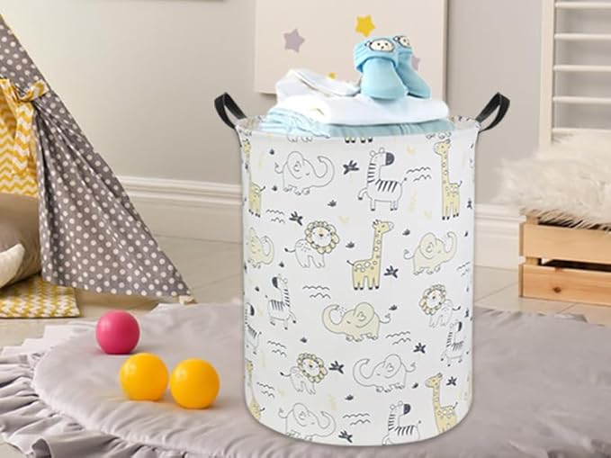 HIYAGON Baby Laundry Hamper Basket Baby Hamper for Nursery Boy and Girl Cute Kids Toys Storage Bin Organizer Animal Room Decor(Animals)