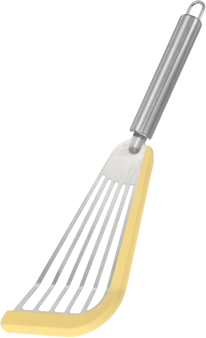 uxcell Stainless Steel Fish Spatulas with Handle Kitchen Cooking Spatula for Egg, Fish, Pancake Black