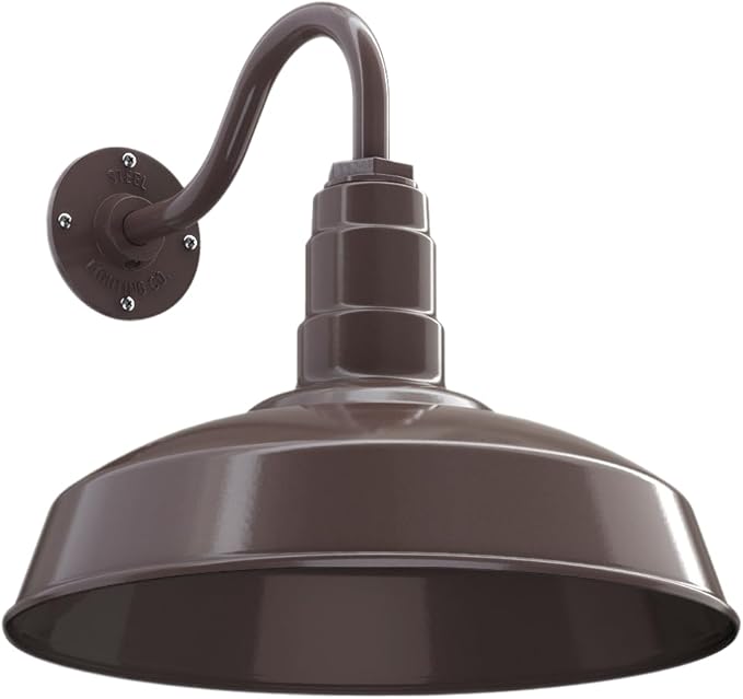 11" Straight Arm Barn Light Outdoor | Farmhouse | Modern Gray/Brass