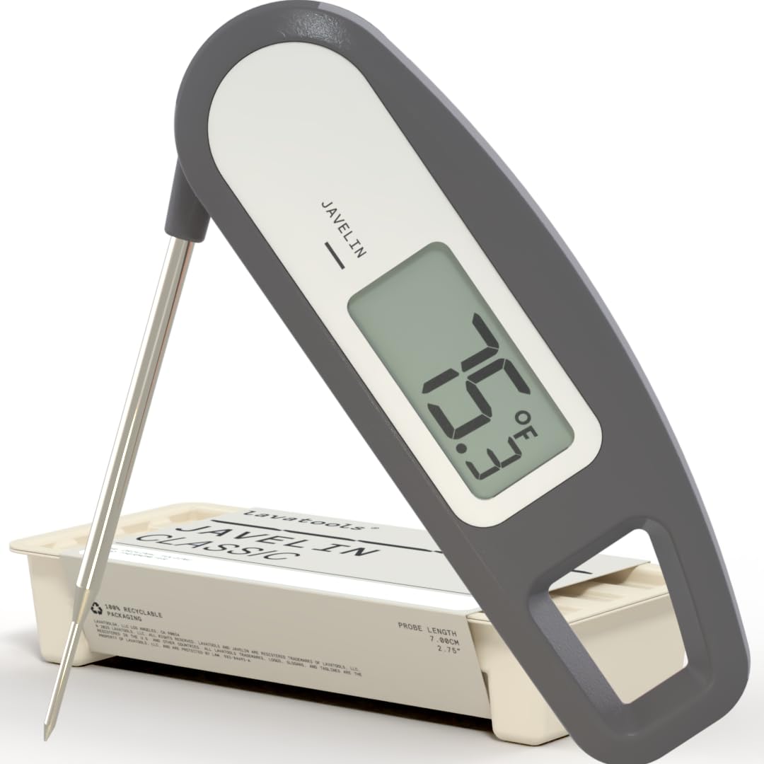 Lavatools Javelin® Ultra-Fast 3-Second Digital Instant Read Meat Thermometer for Grill and Cooking, 2.75" Probe, Compact Foldable Design, Large Display, IP65 Water Resistant, NSF Certified – Butter