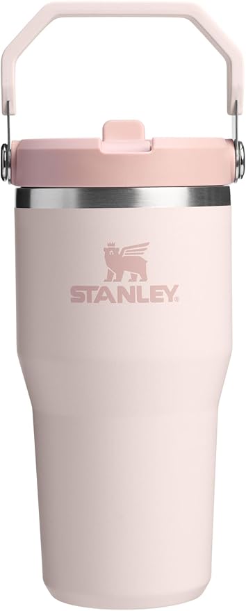STANLEY IceFlow 2.0 Flip Straw Tumbler with Handle 20 oz | Twist On Lid and Flip Up Straw | Leak Resistant Water Bottle | Insulated Stainless Steel | BPA-Free | Rose Quartz
