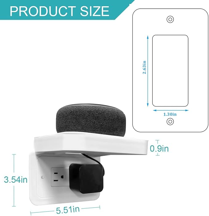 ALLICAVER Horizontal Decora Outlet Shelf Only, Wall Holder with Built-in Cable Management, Light-Duty Organizer for Electric Toothbrush & Small Accessories, Not for Vertical or Duplex Outlets